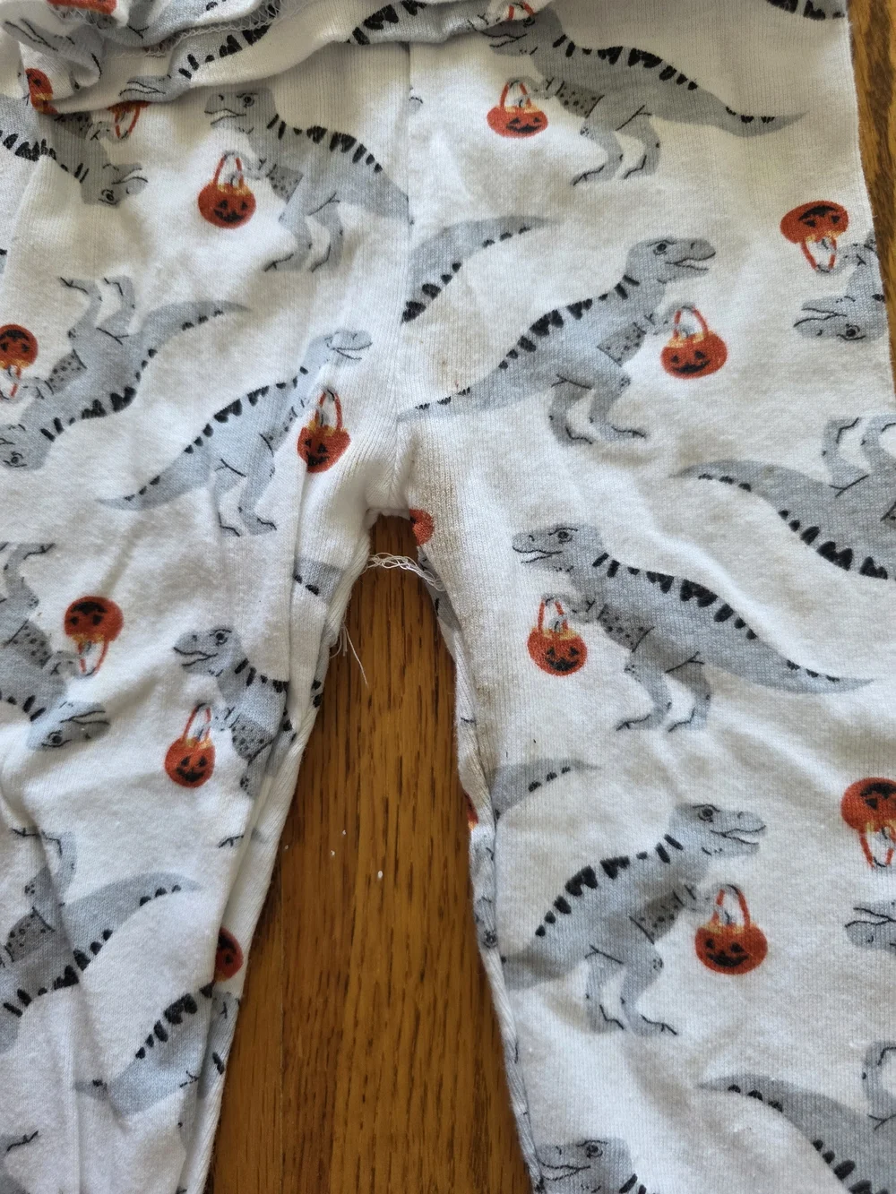 chick pea Halloween White Pajama Set with Dinosaurs and Pumpkins
